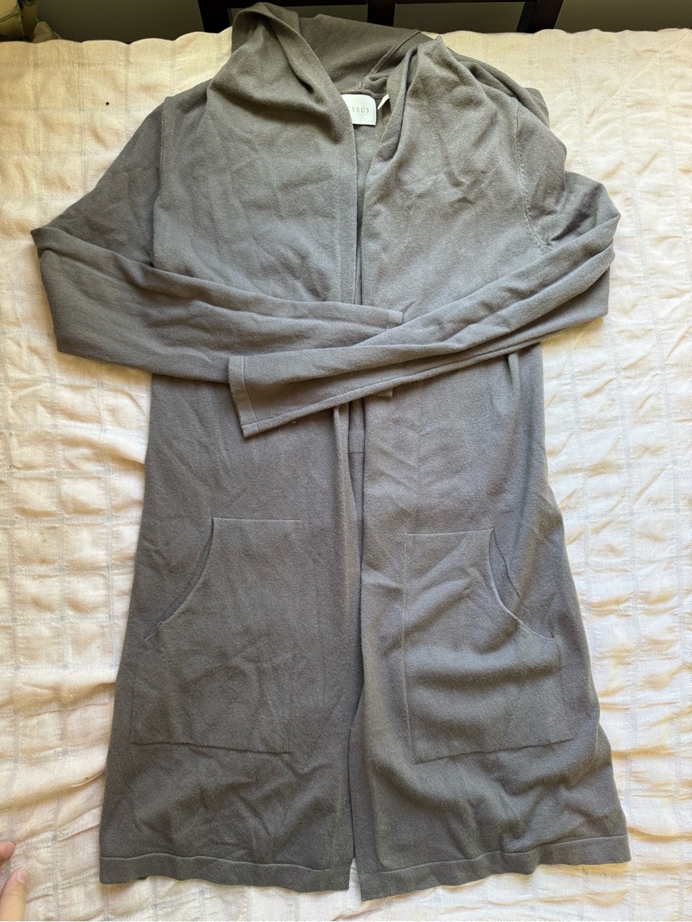 Cyrus Gray Hooded Long Cardigan Robe